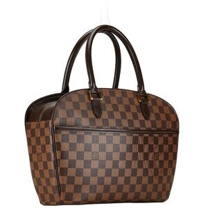 Louis Vuitton Saria Handbag Leather Horizontal Damier Brown
